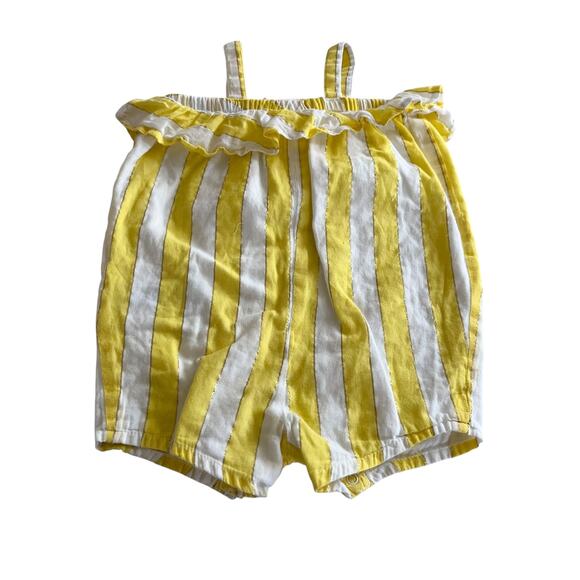 Carrement Beau Girls White Yellow Metallic Striped Summer Romper size 12 M - Picture 5 of 8